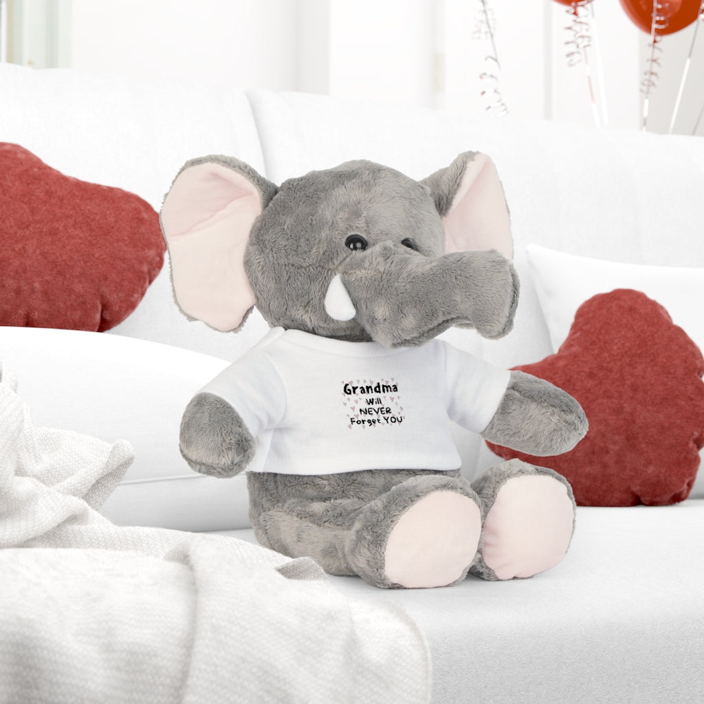 Plush Bear, Bunny, Elephant or Lamb with "Grandma" T-Shirt