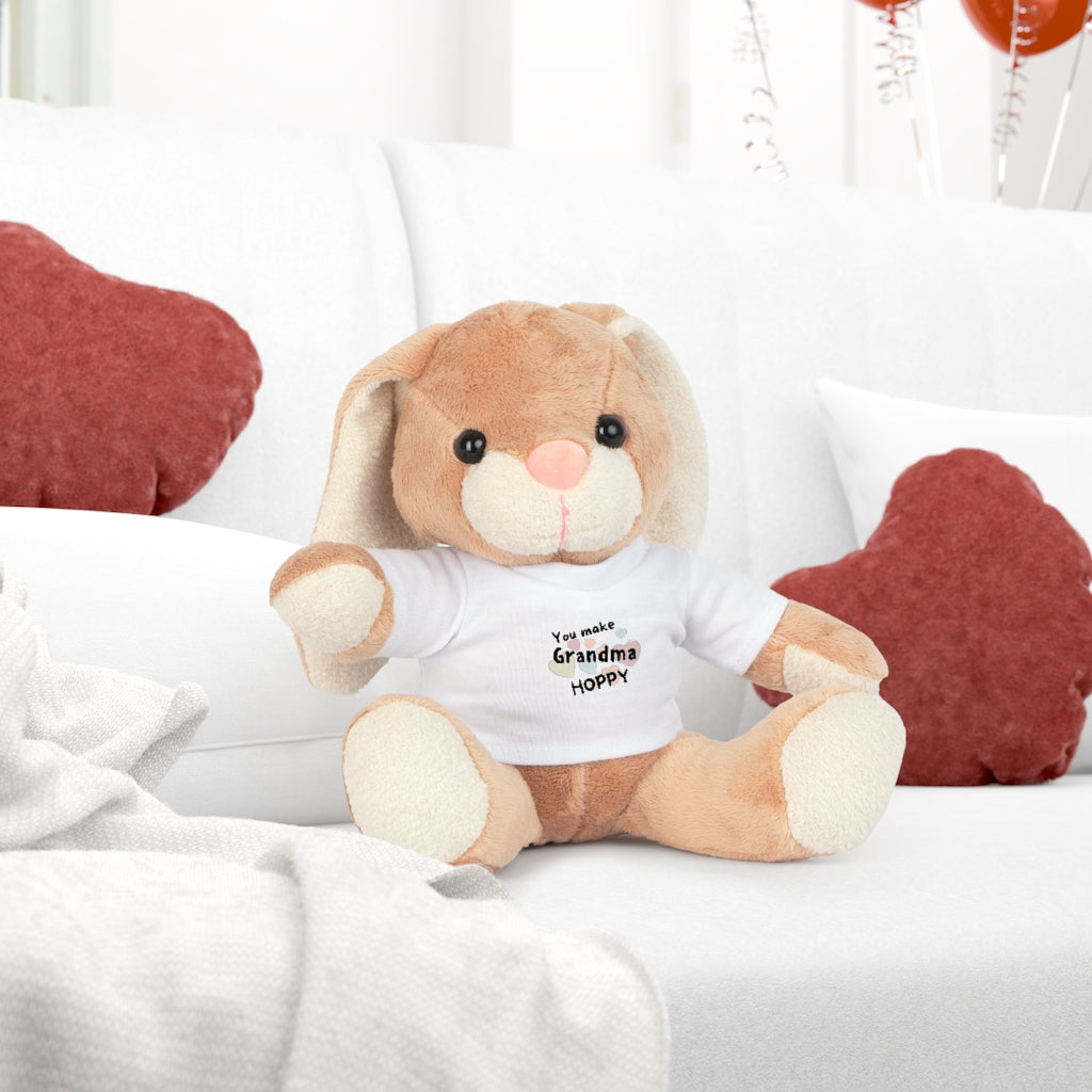 Plush Bear, Bunny, Elephant or Lamb with "Grandma" T-Shirt