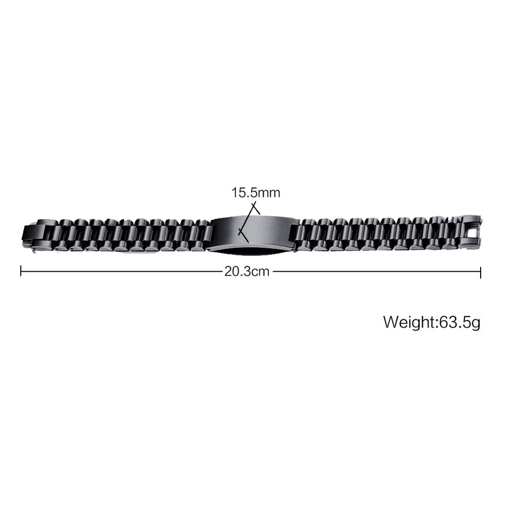 Grandma To My Grandson Black Stainless Steel Engraved ID Bracelet
