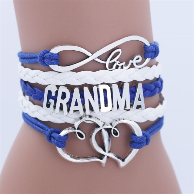 Grandma Double Heart Multi-Layer Charm Bracelet