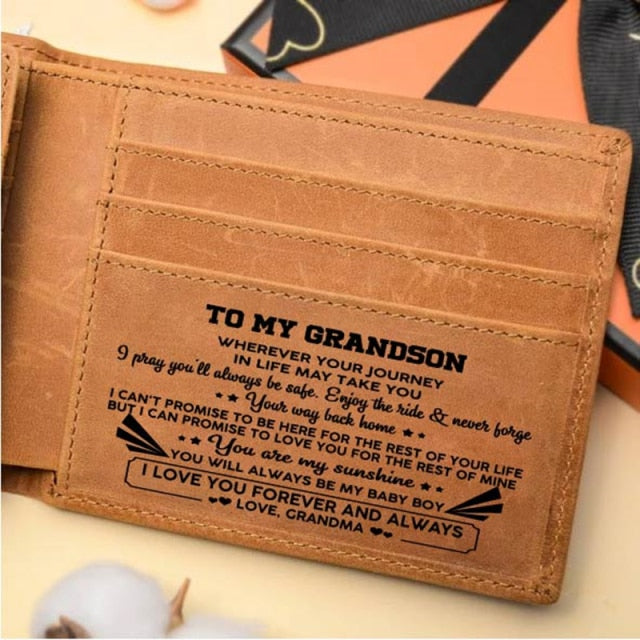 Gift Grandma to Grandson Genuine Leather Wallet