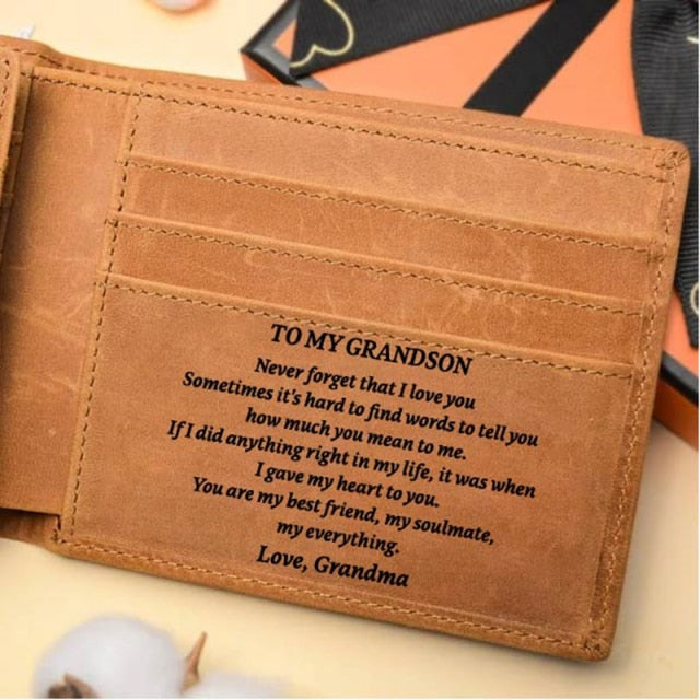 Gift Grandma to Grandson Genuine Leather Wallet