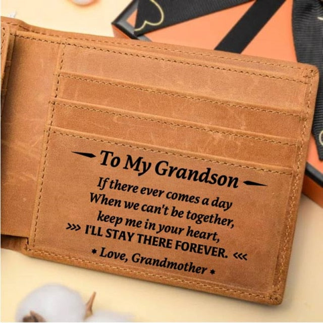 Gift Grandma to Grandson Genuine Leather Wallet