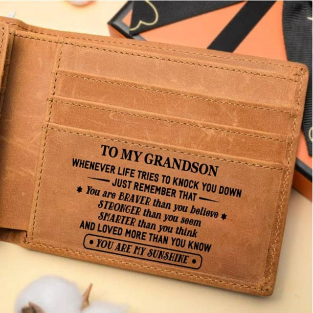 Gift Grandma to Grandson Genuine Leather Wallet