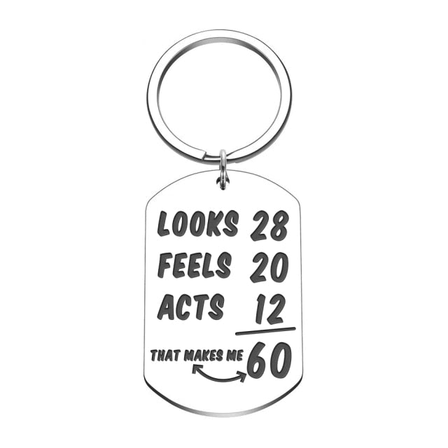Turning 60 Years Old Keyring Gifts for Grandma Grandpa Mom Dad